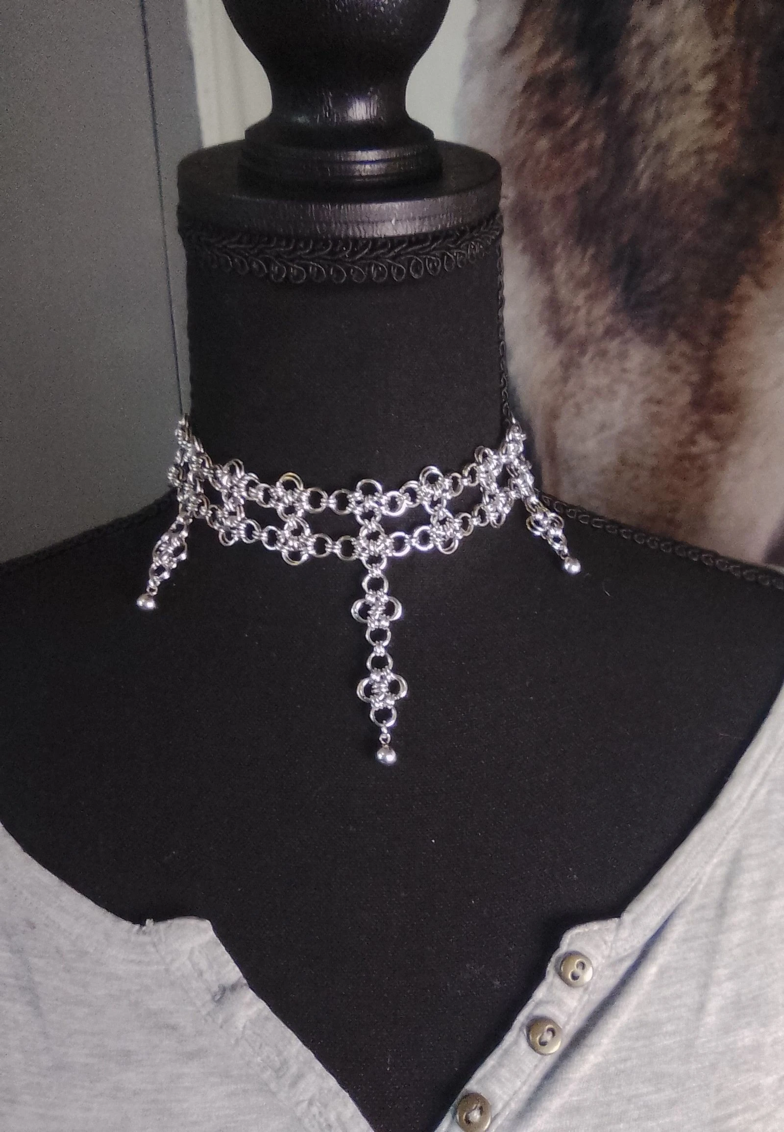 Collier choker décolleté chainmail japonais Style gothique 